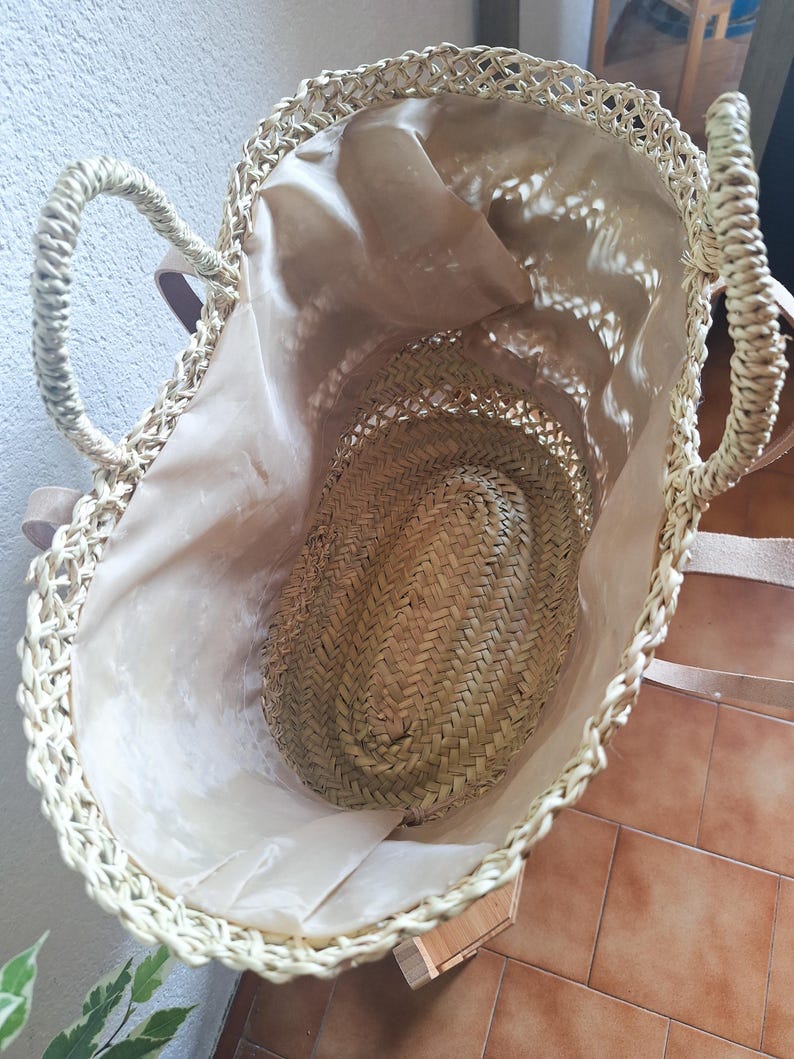Sac cabas en paille brodée de sequins gris