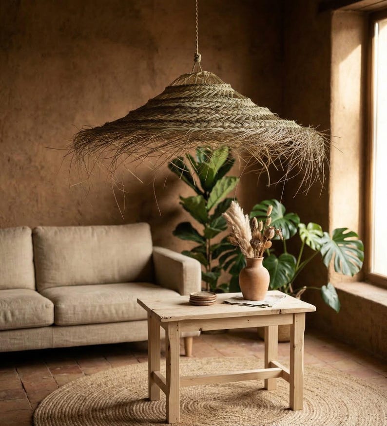 Suspension parasol ajourée en feuille de palmier