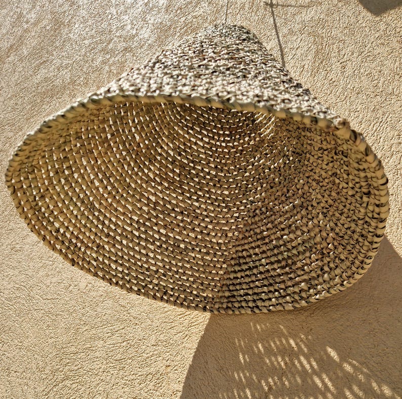 Suspension Conique Feuille de Palmier - Abat-jour Artisanal Naturel - Luminaire Bohème Fait Main