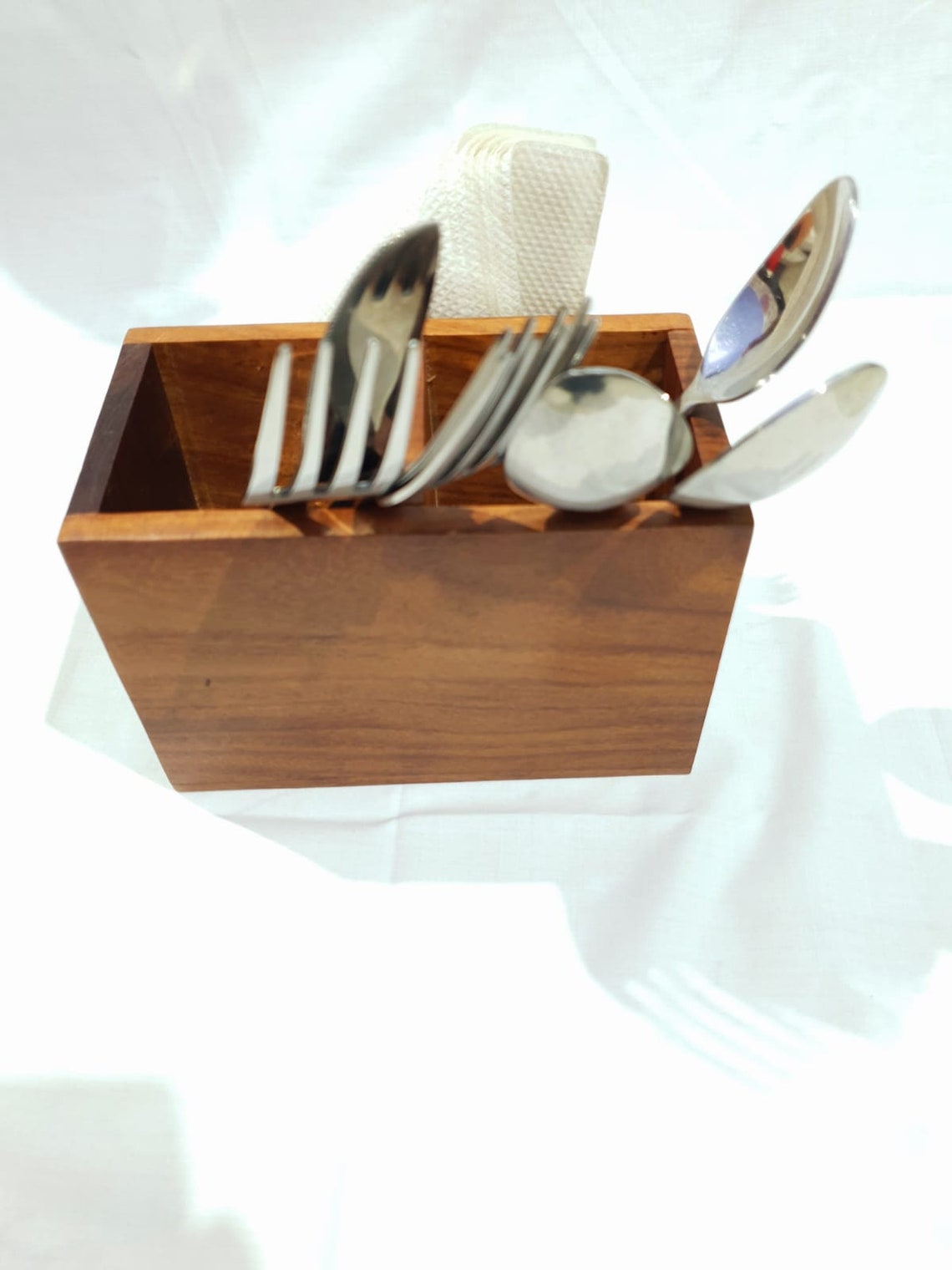 Wooden Table Caddy Restaurant. Wooden Brown Cutlery Etsy Australia