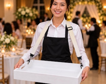 Hands-Free Wearable Serving Tray – Wooden Usherette Tray for Events, Weddings, Catering
