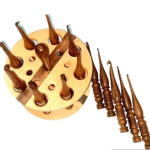 handmade wooden rosewood crochets hook set, whit holder set of 13 crochet hook, knitting needle for crocheting 3.5 mm x 12 mm.