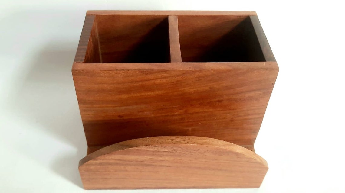 Wooden Table Caddy Restaurant. Wooden Brown Cutlery Etsy Australia