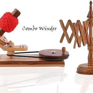 Wooden Umbrella Swift Yarn Winder,Large Ball Winder, Knitting and Crochet Table Top Yarn Holder, Hand Operated Knitting Winding Tools Wool.