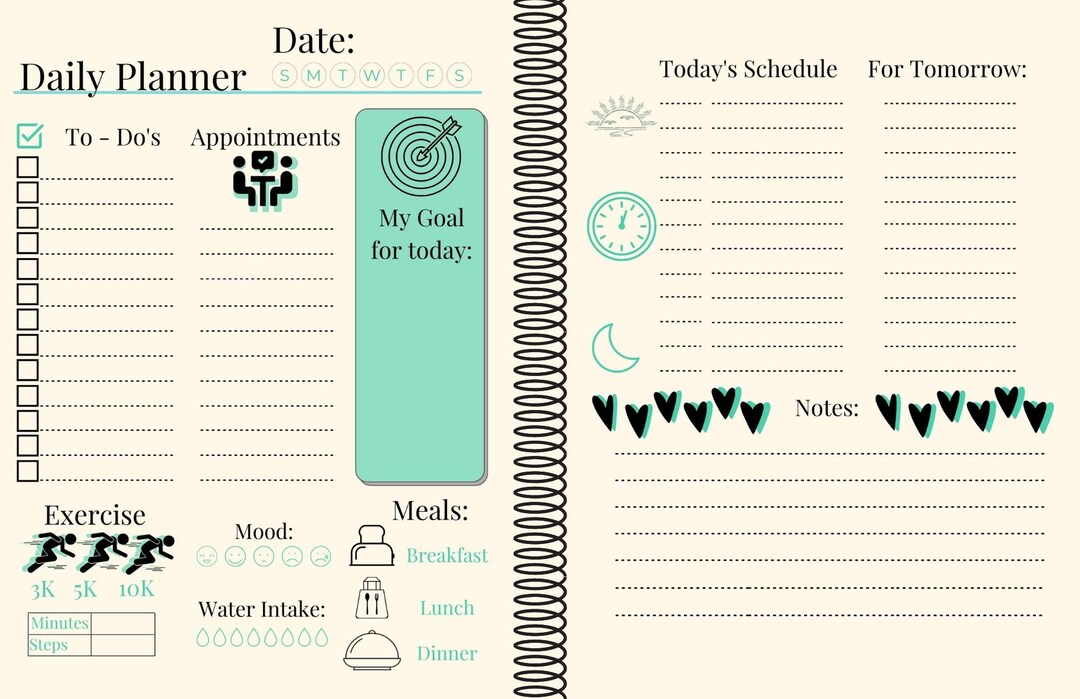 Daily Planner Google Slides Printable Editable Etsy