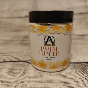 All Natural Jasmine Plumeria Lotion 8oz Body Butter Organic, Vegan, Paraben Free, Sulfate Free
