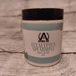 All Natural Eucalyptus Spearmint Lotion 8oz Body Butter Organic, Vegan, Paraben Free, Sulfate Free