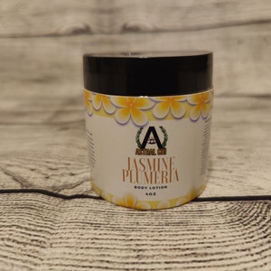 All Natural Jasmine Plumeria Lotion 4oz Body Butter Organic, Vegan, Paraben Free, Sulfate Free