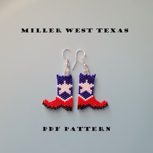 Texas Cowboy Boots Earrings Brick Stitch Pattern