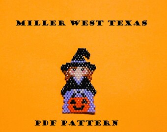 Trick or Treat Halloween Witch Brick Stitch Pattern