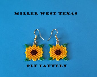 Sunflower Earrings Brick Stitch Pattern