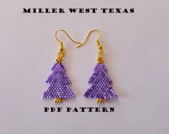 Purple Christmas Tree Earrings Brick Stitch Pattern