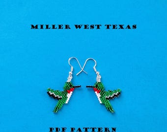 Hummingbird Earrings Brick Stitch Pattern
