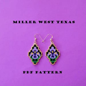 Iris Flower Earrings Brick Stitch Pattern