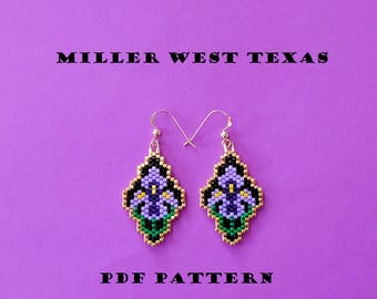 Iris Flower Earrings Brick Stitch Pattern