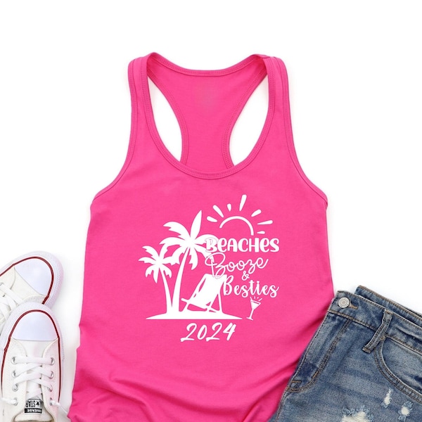 Beaches Booze And Besties Tank Top Shirts | Funny Summer Beach Tank Shirt |  Besties Tank Tops | Girls Travel Tank Tops | Girls Vacation