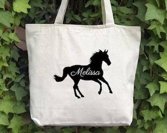 Horse Lover Tote Bag, Personalized Gift for Horse Enthusiast, Custom Horse Bag for Women, Equine Lover Gift