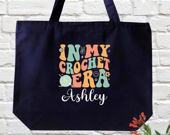 Crochet Era Canvas Tote Bag, Mothers Day Gift for Crafter Mom, Crochet Lover Gift, Crafters Tote