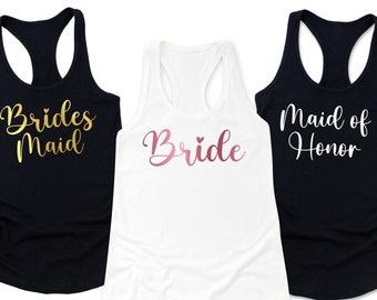 Bride Tank Top Shirt, Bridesmaid Tank T-shirt, Bride Tank, Bachelorette Party , Bride Squad Tank Tops, Bridal Party Tank,  Bridesmaid Gift