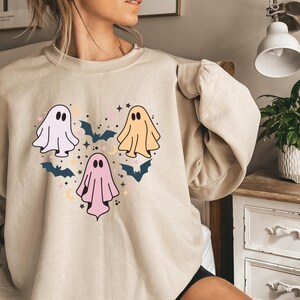 Halloween Ghosts Soft Sweatshirt, Cute Funny Halloween Hoodie,  Ghost Apparel, Spooky Fall Sweater