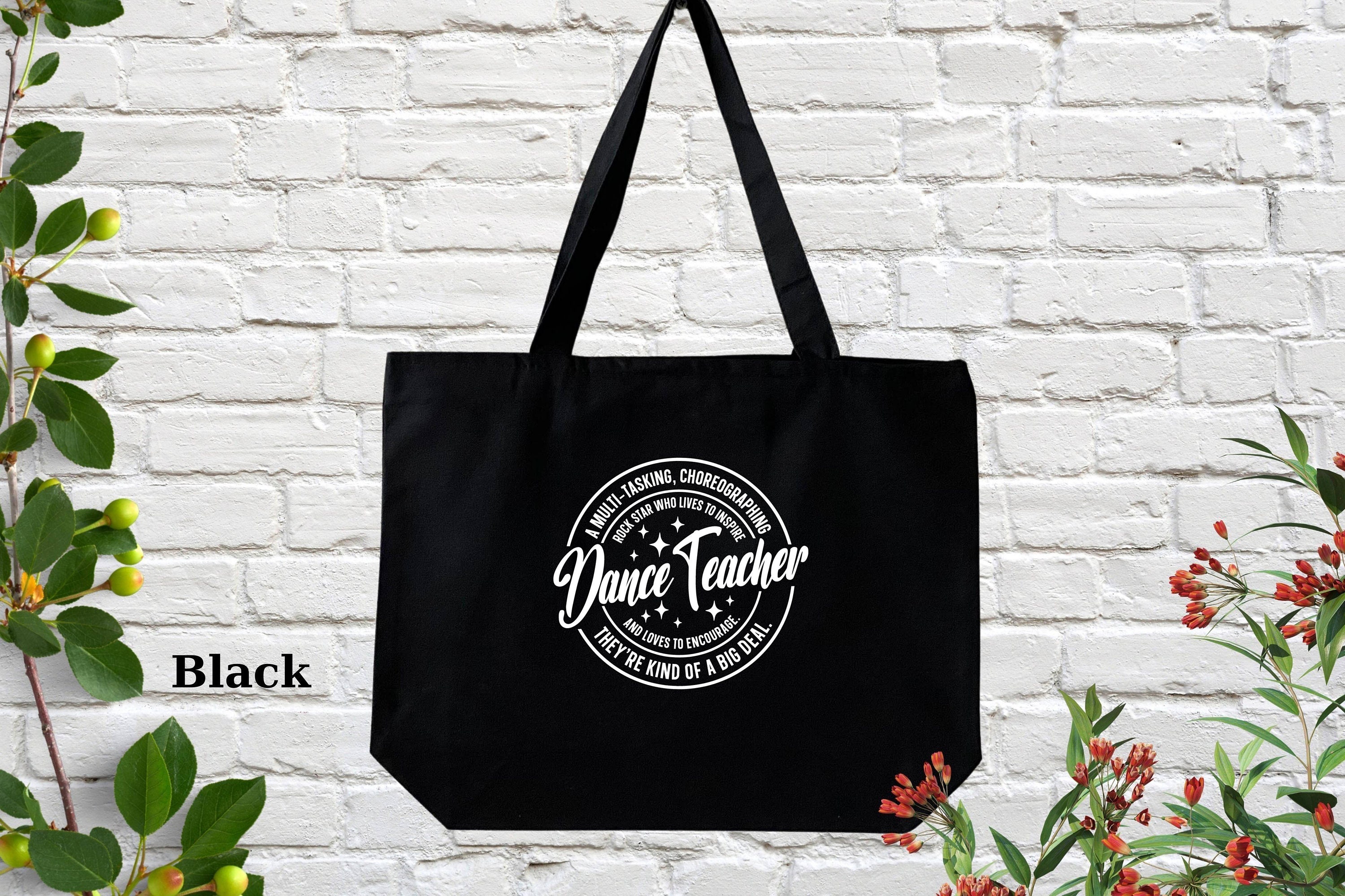Pink Dance Teacher Appreciation Tote Bag - Canvas Gift For Dance Instructors, 14" X 15"