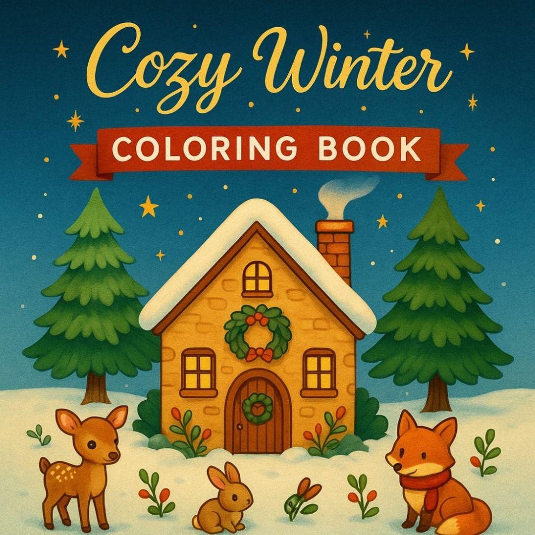 Cozy Winter Coloring Book - Etsy
