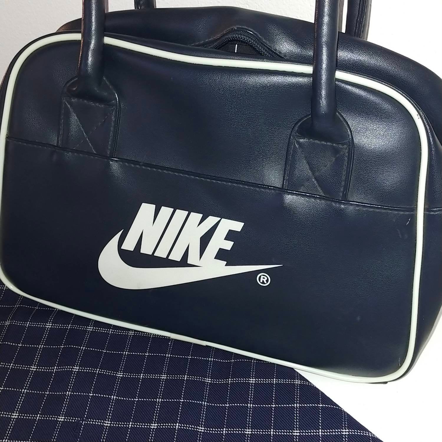 Vintage Blue NIKE Bag in Leather With Handles Rare Item Etsy
