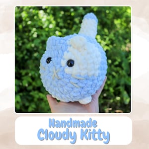 Crochet Cloudy Kitty – Handmade Cat Plush in Blue & White | Soft Cloud-Themed Amigurumi