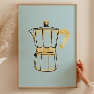 Italian Coffee Maker, Moka Print, Glossy Kitchen Poster, Espresso Print, Classic Minimalist Art, Coffee Maker Print, JPEG