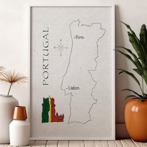 Portugal Poster, Lisbon & Porto Travel Print, Digital Wall Art, Home Decor, Bedroom Decoration, Travel Poster