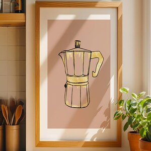 Italian Coffee Maker Print, Glossy Kitchen Poster - Italian Coffee, Classic Minimalist Art - Coffee Maker Poster, JPEG