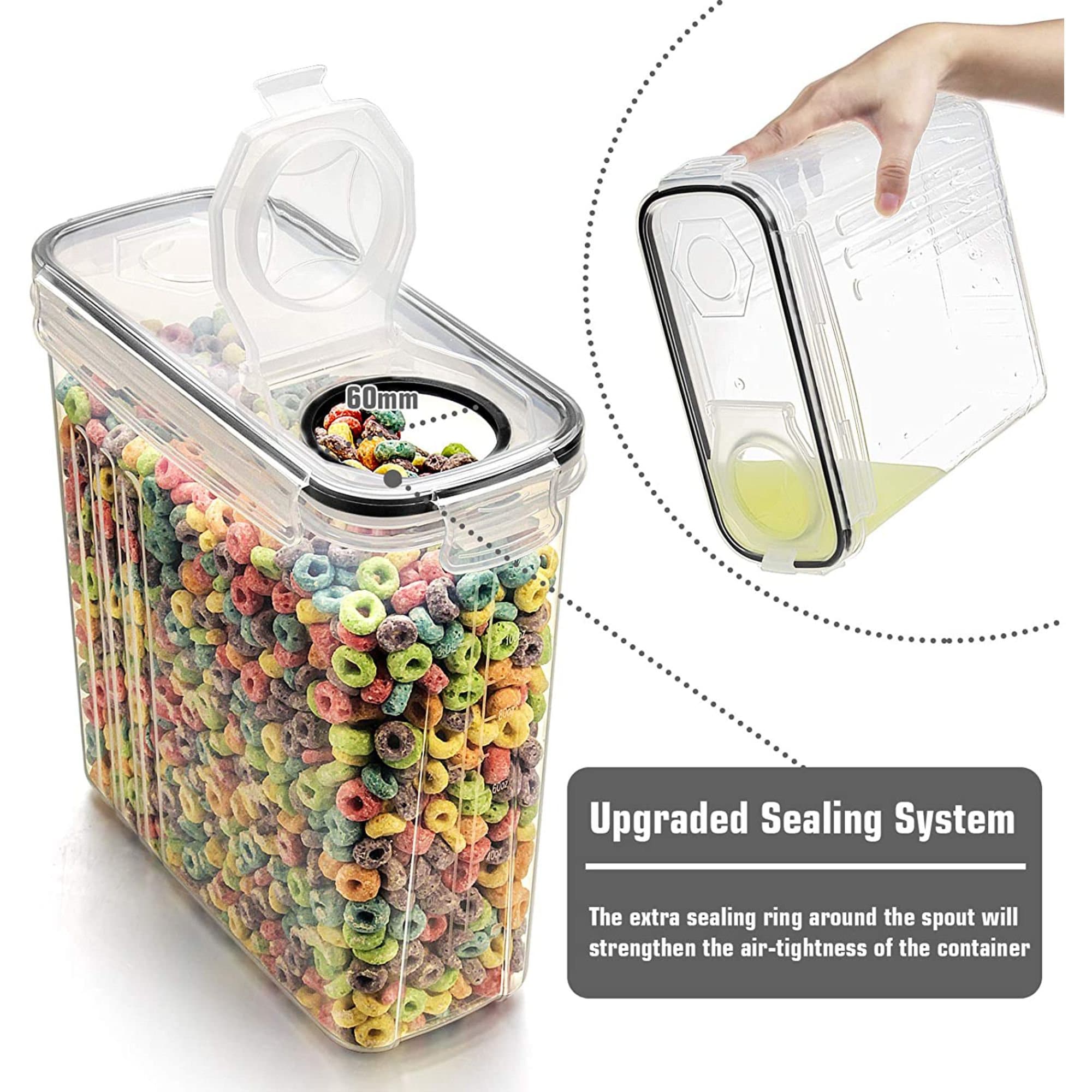 6 Piece Airtight Food Storage Containers Cereal Dispensers With 20 Labels  Large BPA Free Plastic 
