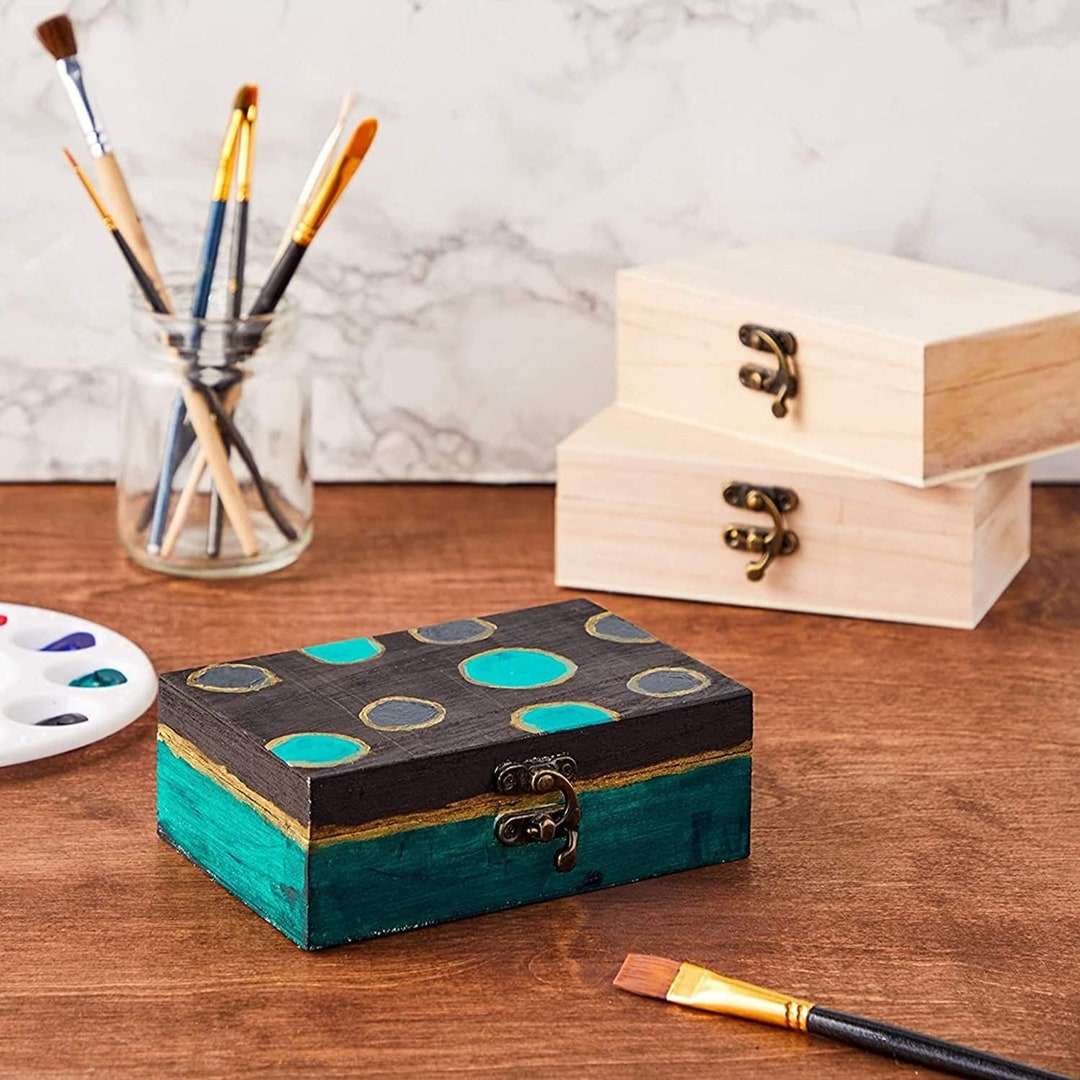 6pack Unfinished Wooden Jewelry Box With Locking Clasp Etsy