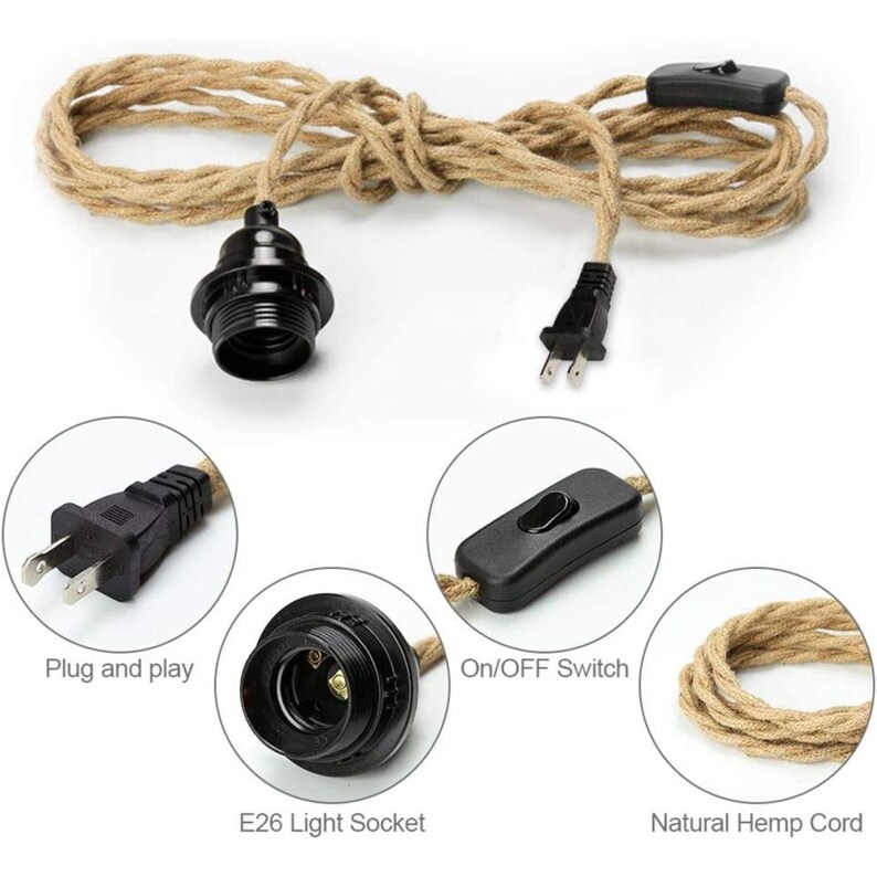 Pendant Light Cord Hanging Light Kit With Switch Plug in Etsy