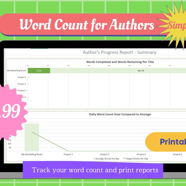 Printable Word Count Template - Etsy
