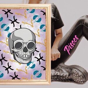 Pisces Wall Art Instant Download: Spooky Vibes & Vibrant Colours - Personalized Printable Poster