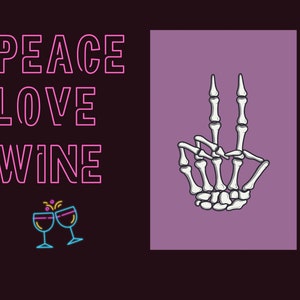 Skeleton Hand Peace Sign Digital Download: Purple Gothic Wall Art Print