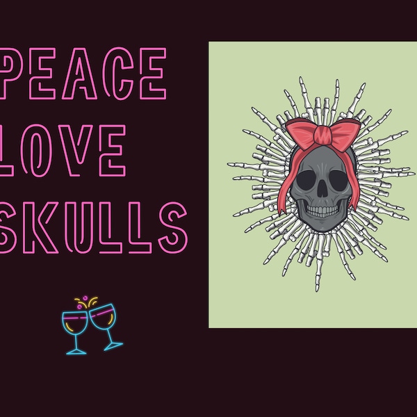 Digital download skull wall art featuring a unique skull wreath and mint green background to elevate your gothic decor.