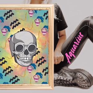 Aquarius Wall Art Instant Download: Spooky Vibes & Vibrant Colours - Personalized Printable Poster