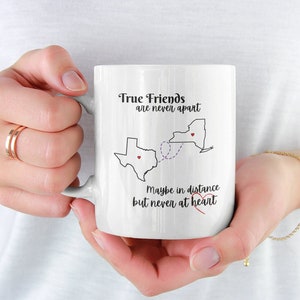 Personalized Friends apart Mug, custom states or countries, best friends matching cup, long distance, Friendship, side by side