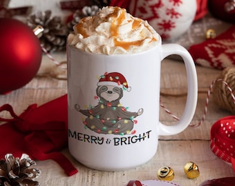 Sloth Mug, Cute Christmas Sloth Mug Gift, Sloth Lover, funny coffee mug,sloth gifts for her, sloth birthday, hot chocolate mug, Grandma Gift
