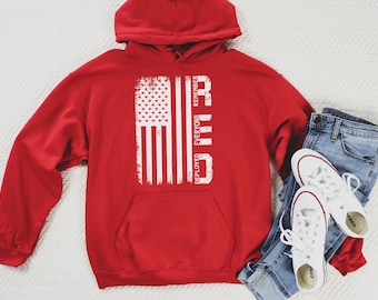 On Friday We Wear Red Hoodie, We wear Red Remember Everyone Deployed, American Flag Veteran, American Flag Military hooded, Long Sleeve