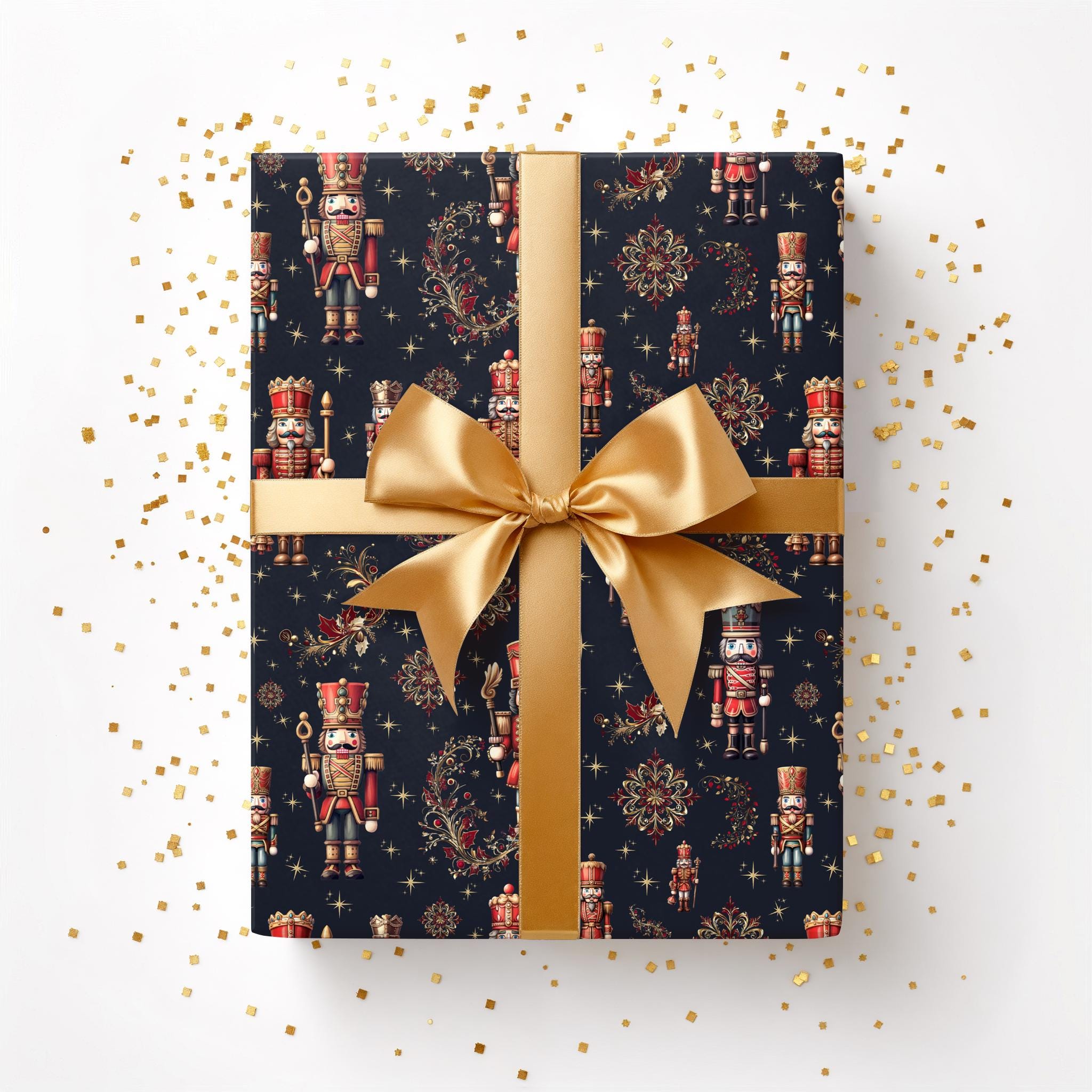 Elegant Nutcracker Gift Wrap Paper,  Luxury Christmas Wrapping, Holiday Paper, Seasonal Gift Wrap, Stylish, Sophisticated, Aesthetic