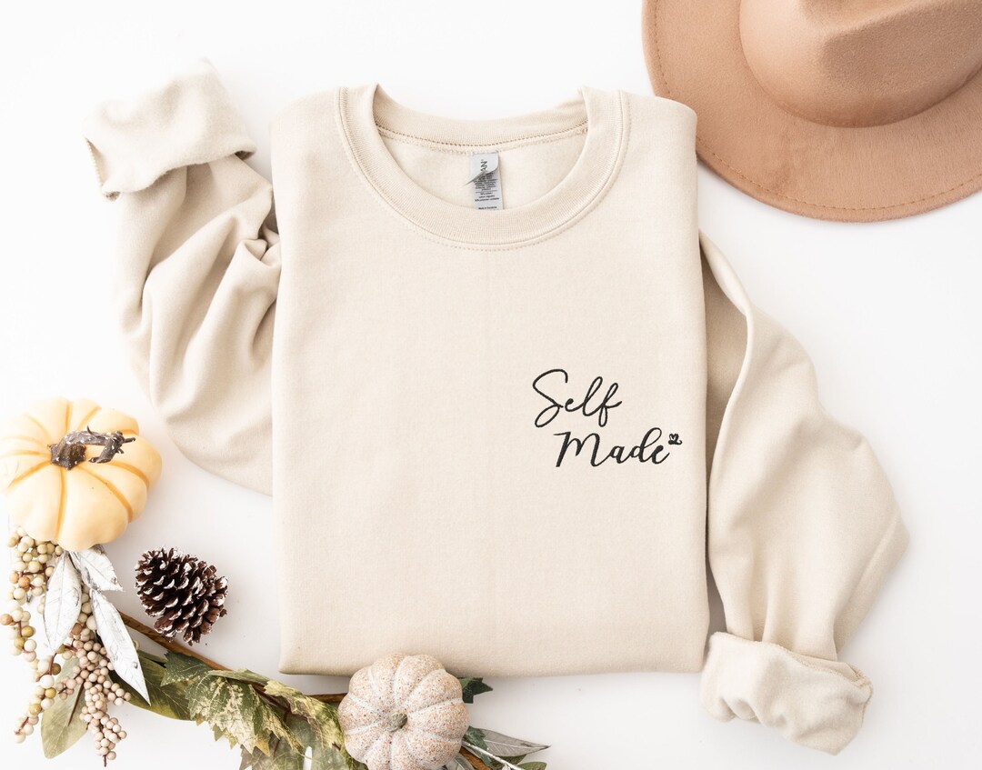 Self Merch Self Made Sweatshirt, Embroidery Pocket Design, Girl Power ...