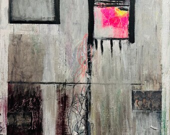 A crack in the light. Original Abstract Acrylic Painting, Stretched Canvas Art, 40x40 cm