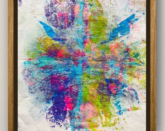 The inside turn,  Original textured abstract painting, framed, 40x40 cm, 19x25 inches, ART for wall