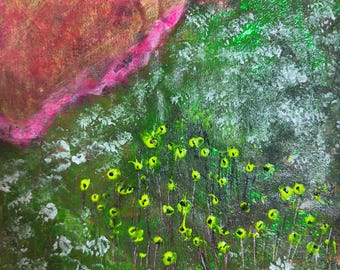 Original abstract art, 24x24 cm stretched canvas Title: Spring vibes