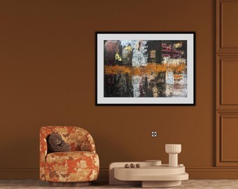 Original Abstract Acrylic Painting, Stretched Canvas Art, 50x95 cm