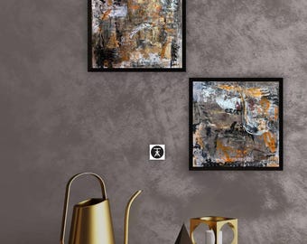 Two Original abstract art, 20x20 cm stretched canvas Title: A vision of self