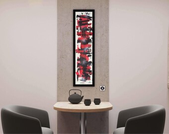 Original Abstract Acrylic Painting, Stretched Canvas Art, 100x25 cm